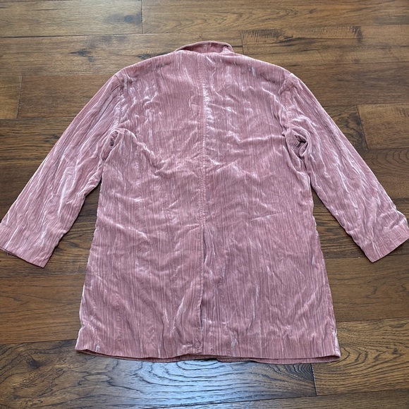 Free People Daria Crinkled Velvet Blazer Jacket, dusty pink, size S - Picture 7 of 16